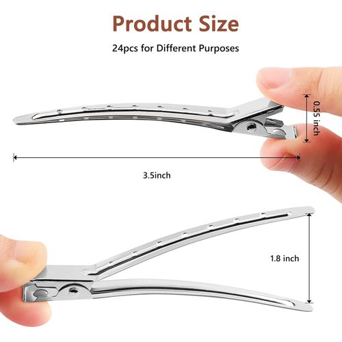 EnteBill Hair Clips, Alligator Clips, Hair Clips, Hairdressing Supplies for Women, Girls, Hair Styling, Silver EnteBill Hairdressing Hair Clips, 8.5 cm Hair Clip (Silver)