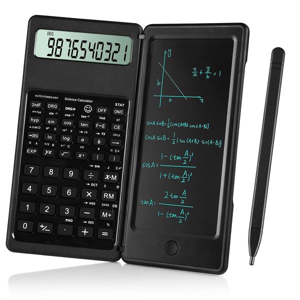 IPepul Scientific Calculators for Students, 10-Digit Large Screen，Math Calculator with Notepad for Middle High School& College（Black）