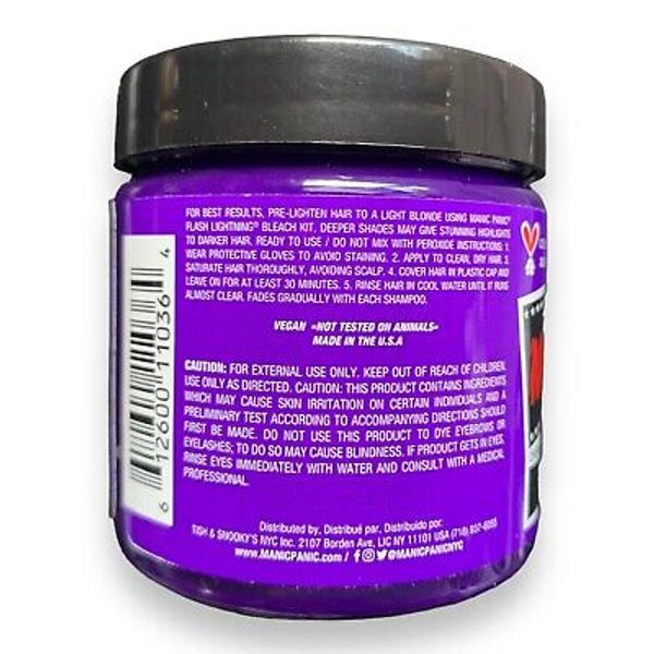2 X Manic Panic Vegan Semi Permanent Hair Dye Color Cream Electric Amethyst 4oz