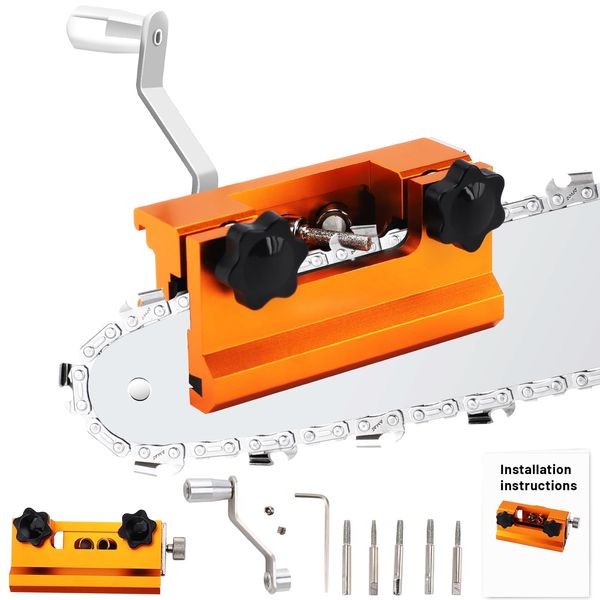 Pilipane Chainsaw Sharpener, Chainsaw Sharpener with 3 Fine Grinding Heads, Chainsaw Sharpener Sets for All Types of Chainsaws and Electric Saws