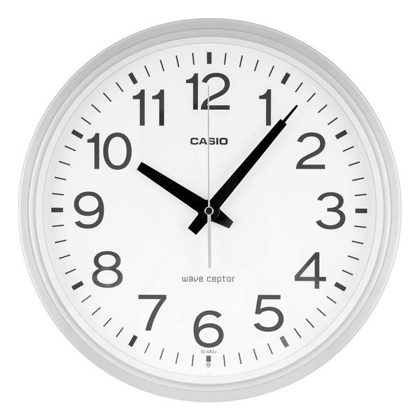 Casio IQ-482J-8JF Wall Clock, Radio Watch, Silver, Analog, Standard, Nighttime Second Hand Stop,