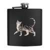 6oz (170ml) 'Prancing Gray Tabby Cat' Pocket Hip Flask (HP00034940)