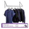 Double Foldable Clothing Rack w/ Extension Rod, Wall-Mounted Retractable Clothes Hanger for Laundry Dryer Room, Hanging Drying Rod, Small Collapsible Folding Garment Racks, Dorm Accessories (Chrome)
