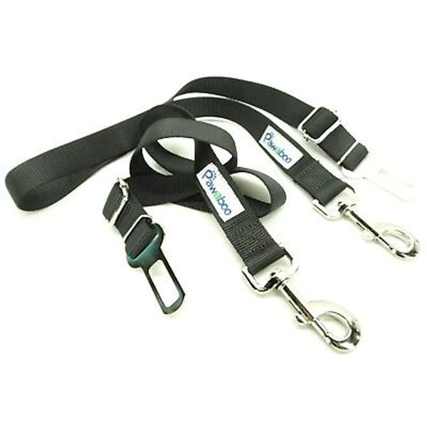 2 Pack Universal Adjustable Pet Car Seat Belt / Black / TF