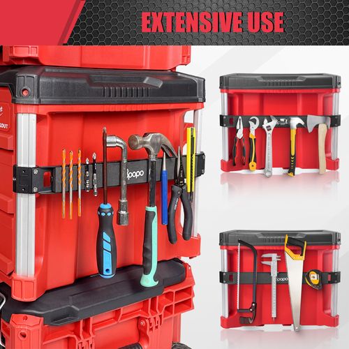 BPOPO Magnetic Bar Mount for Milwaukee Packout Toolbox, Powerful Magnet Tool Holder Strip Work on Packout Rails, Keeping Tools Handy