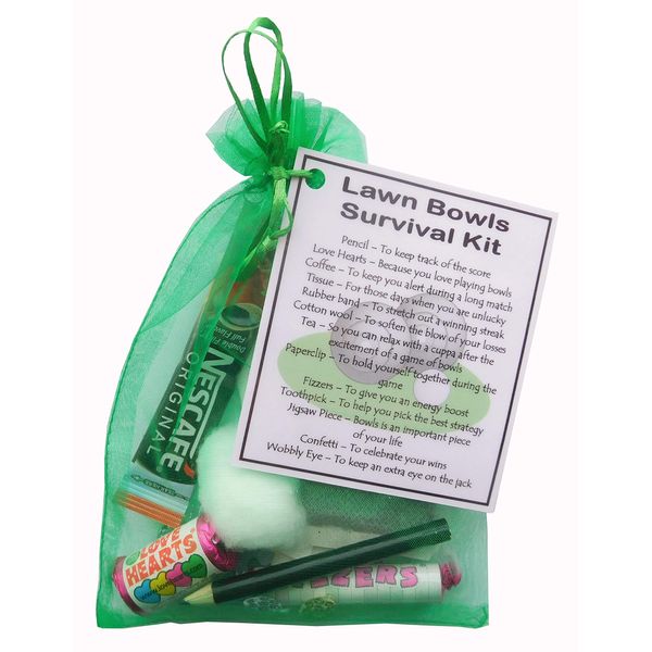 Lawn Bowls Survival Kit Gift (Small Novelty Gift) - Bowling Gifts, Gift for Lawn Bowls, Funny Lawn Bowls Gift