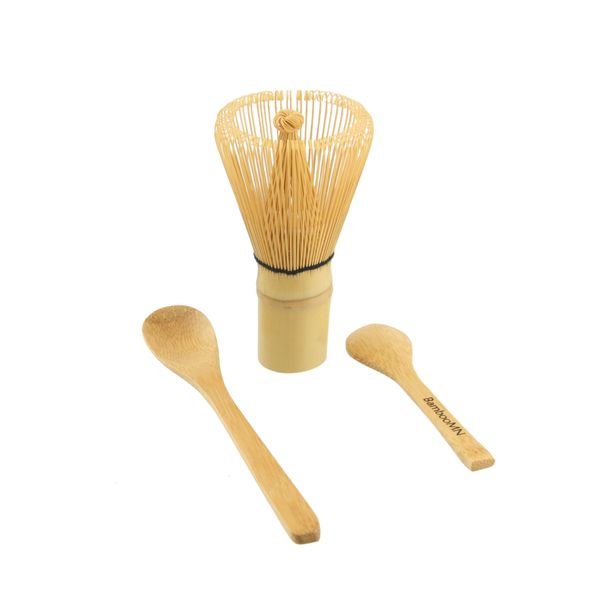 Matcha Whisk Set - Chasen (Green Tea Whisk), Small Scoop,Tea Spoon by BambooMN