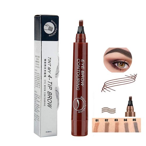 Tukefev 4 Point Eyebrow Wear Waterproof Proof No Colour Microblading Eyebrow Pen Impermeable with Simulation Root Clear Four Claws Explanatory Fading Eyebrows