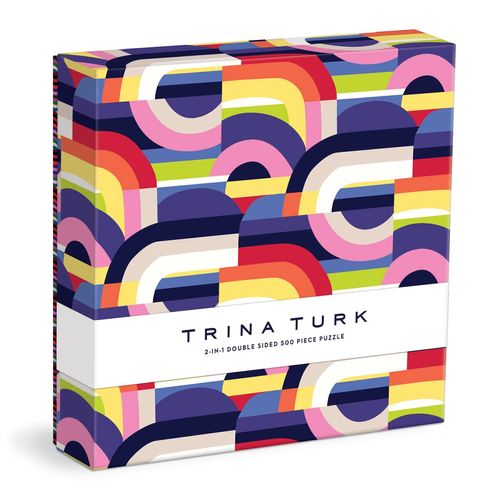 Trina Turk 500 Piece Double Sided Puzzle with Shaped Pieces from Galison - Colorful Puzzle with 15 Shaped Pieces, Featuring The Art of Trina Turk, Thick and Sturdy Pieces, Challenging Family Activity