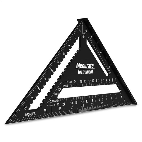 Mecurate Rafter Square, 12 inch Triangle Carpenter Square Die-cast Aluminum for Woodworking and Carpentry…