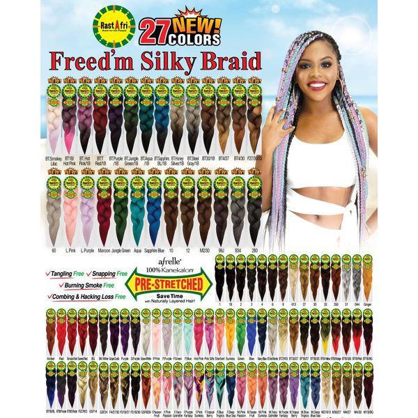 RastAfri Freed'm Silky Braid Pre-Stretched (BT.SAPPHIRE.BL/1B)
