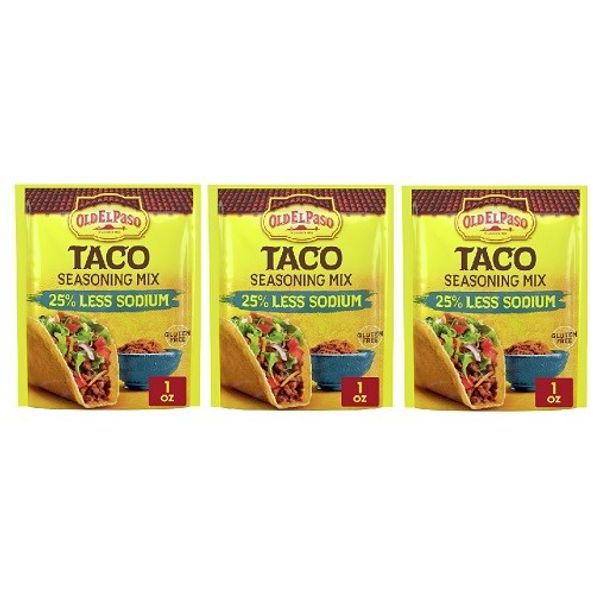 Old El Paso Less Sodium Taco Seasoning Mix 3 Pack