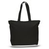 Heavy Canvas Large Tote Bag with Zippered Closure (Black)