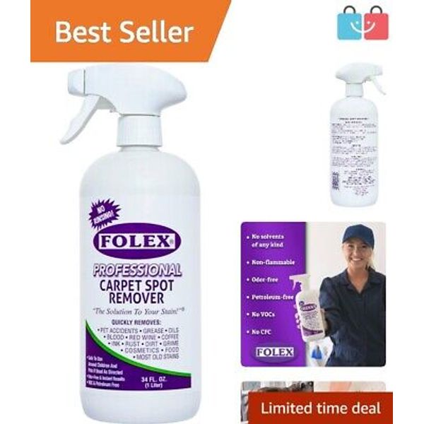 Professional, Unscented 34oz Carpet Spot Remover for Rapid Stain Elimination