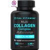 Multi Collagen Complex - Type I, II, III, V, X, Grass Fed, Non-Gmo, 150 Capsules