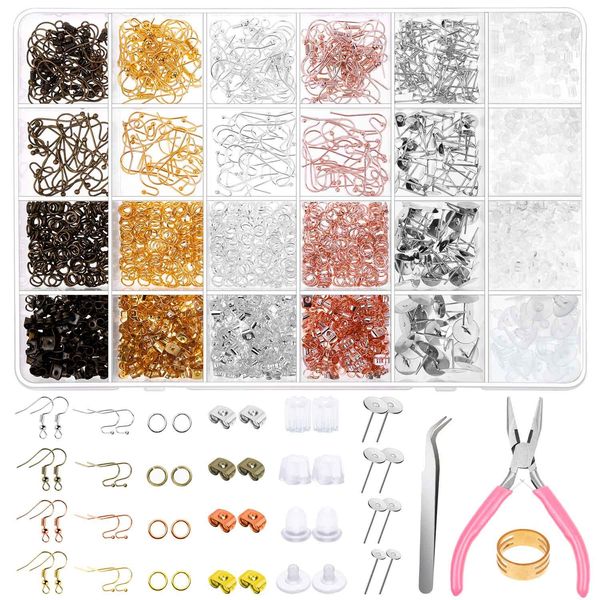 Earring Making Kit, Shynek 2343pcs Earring Making Supplies with Earring Hooks, Jump Rings, Earring Posts, Earring Backs and Jewelry Pliers Tools for Earring Making and Jewelry Repair