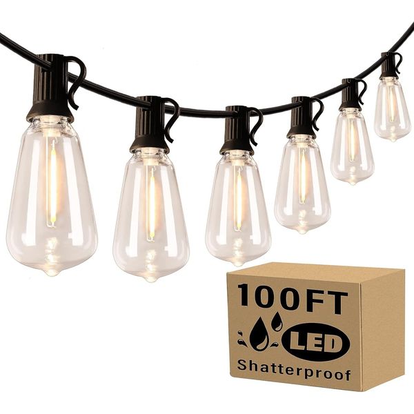 100FT Outdoor String Lights for Patio Waterproof Connectable ST38 LED Light Stri