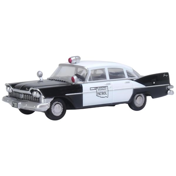 Oxford Diecast 1959 Plymouth Savoy Black and White Oklahoma Highway Patrol 1/87 (HO) Scale Diecast Model Car 87PS59001