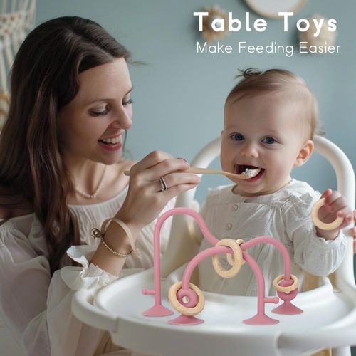 Socub High Chair Toys with Suction Cups, Educational Toys for Babies 6-12 18 Months, Baby Sensory Teething Chew Toys for Infants & Toddlers (Green)