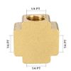 sourcing map Brass Cross Pipe Fitting 1/4 PT Female Thread 4 Way Connector