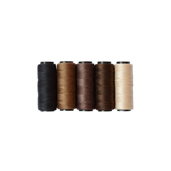 5 Rolls Sewing Threads Using for Hand Sewing Hair Extensions Making Wigs DIY (Black, Brown, Dark Brown, Beige, Khaki)