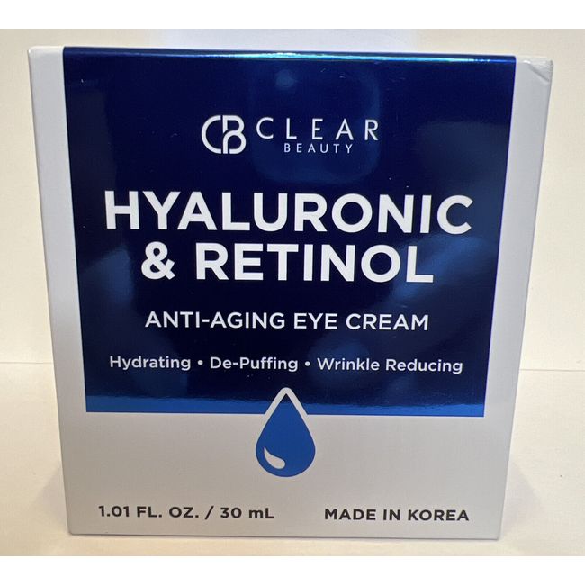 CB Clair Beauty HYALURONIC & RETINOL Anti-Aging Eye Cream, Wrinkle Reducing New