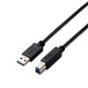 Elecom USB 3.0 Cable, A-B Type, Fixed Specifications, 3.3 ft (1 m), Black, USB3-AB10BK/ID