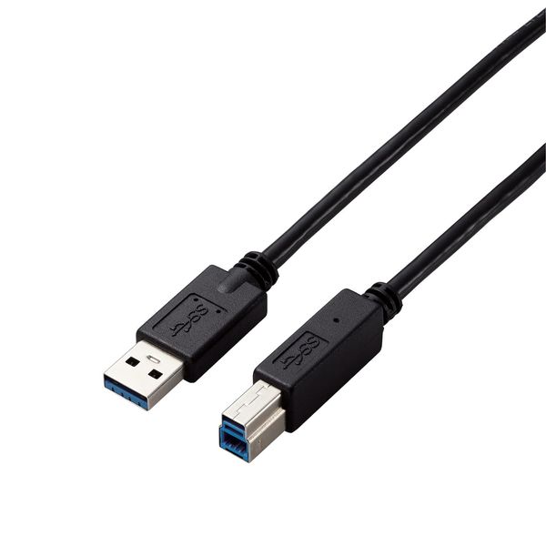 Elecom USB 3.0 Cable, A-B Type, Fixed Specifications, 3.3 ft (1 m), Black, USB3-AB10BK/ID
