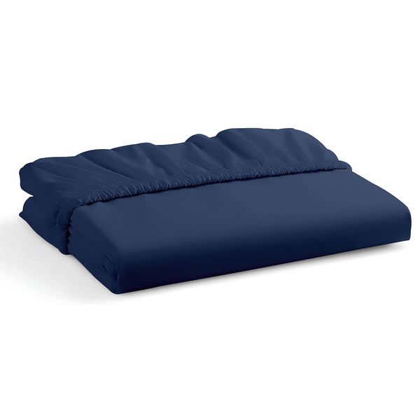 Fitted Sheet 25CM Deep Navy Blue Double Bed Sheet Hotel Quality Microfiber (Navy Blue, Double 25CM)