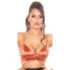 Koucla Top Crop Top Bustier Satin Look, bronze, M