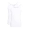 Ceceba Mens Plain White Cotton Double Rib Tank Top 2 Pack, White