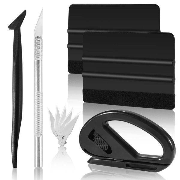 Mcykcga Vinyl Wrap Tools Kit, 10 PCS Professional Car Wrap Tool Kit, Window Tint Tools Kit Includes Carving Knife, Edge Trimming Knife, Safe Membrane Cutter, Soft Square Scraper, Spare Blades