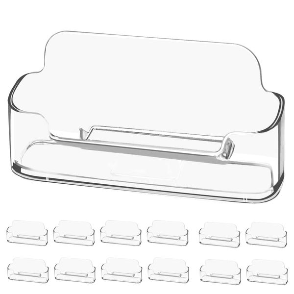 vrupin 4 Pack Business Card Holder for Desk,Clear Acrylic Business Card Holder Display for Men, Business Card Display Business Card Stand for Exhibition, Home & Office