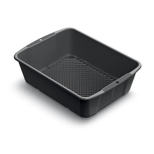 Garden Sieve Stone Sieve with Adjustable Mesh Size (4 or 10 mm) Made of Plastic in Black, Dimensions (L x W x H) 39.4 x 29.4 x 10.8 cm