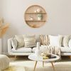 Rattan Wall Shelf 3 Tier Boho Wall Mounted Shelf Farmhouse Handcraft round Float