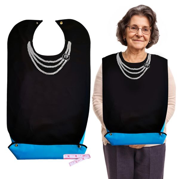 Koorium Adult Bibs for Elderly Washable, Clothing Protectors Waterproof and Reusable Adult Bib for Eating Comfortable and Soft with Pearl Necklace Design for Elderly