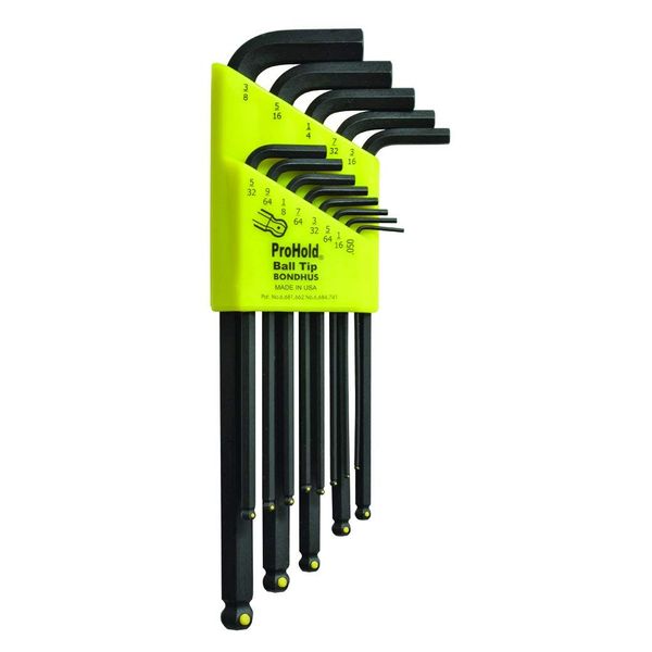 BONDHUS, PBLX13 PROHOLD BALLEND HEX Key Set 0.050"-3/8", 74937