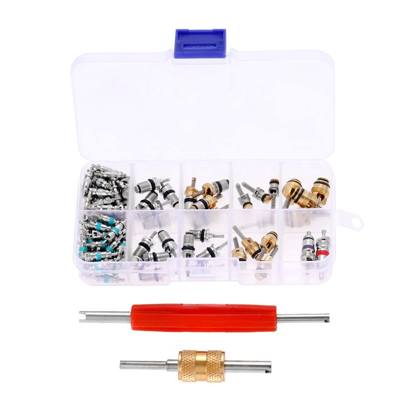 HZ-MONSTAR Valve Core Kit, 100 Pieces, R12, R134a, R410, R32, Valve ...