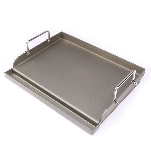 Utheer Universal Fry Griddle Flat Top Plate, 17" x13" Universal Griddle Flat Top Rectangular Plate with Removable Handles for Charcoal and Gas Grills, Camping, Tailgating, and Parties