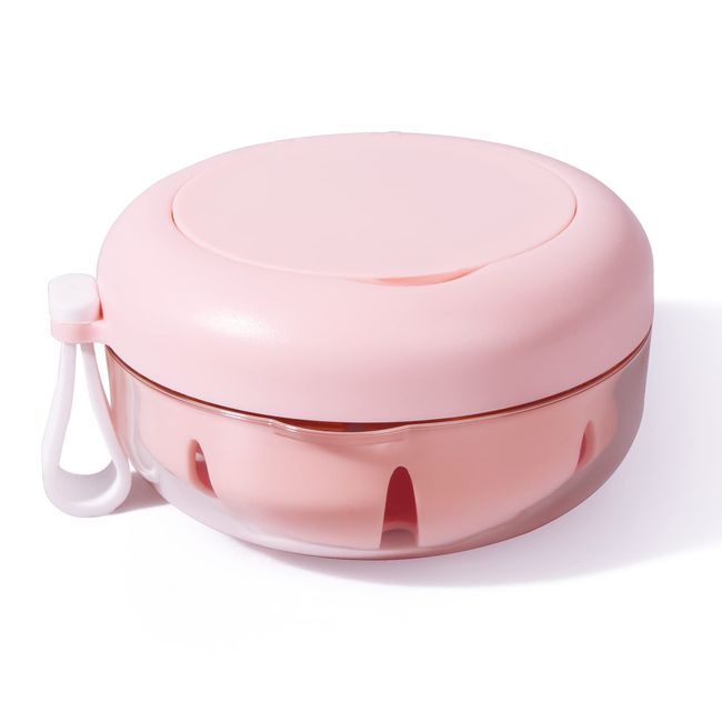 Denture Case, Definitely No-Leak Denture Bath Box for Traveling Perfectly, Denture Cup with Strainer & Mirror(Pink)