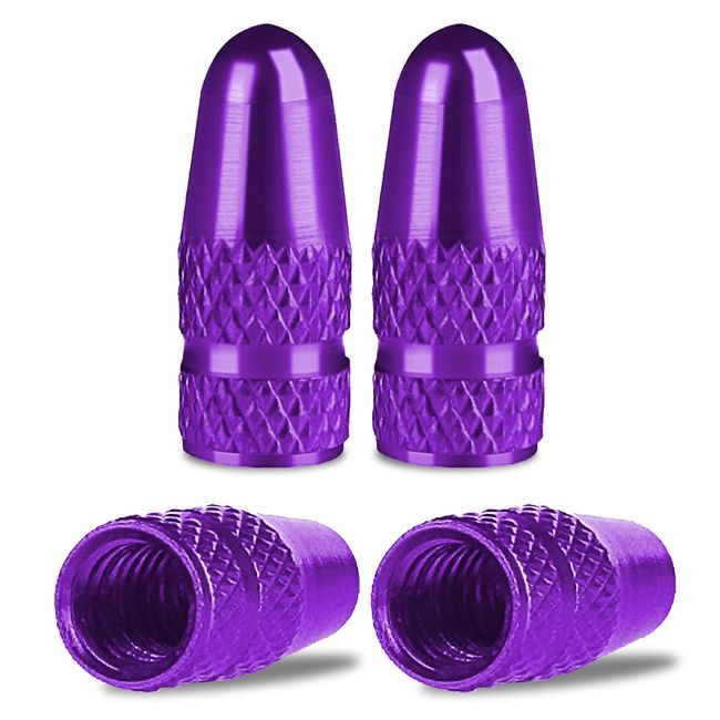 BOROLA Presta Valve Caps 4 Pack Anodized Aluminum Alloy Bicycle Bicycle Tire Cap Dust Cover (Purple)