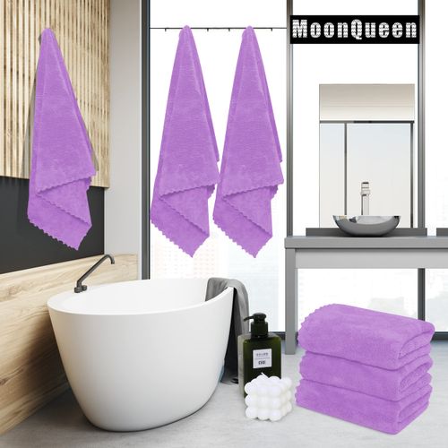 MOONQUEEN 2 Pack Premium Bath Towel Set - Quick Drying - Microfiber Coral Velvet Highly Absorbent Towels - Multipurpose Use as Bath Fitness, Bathroom, Shower, Sports, Yoga Towel (Purple)