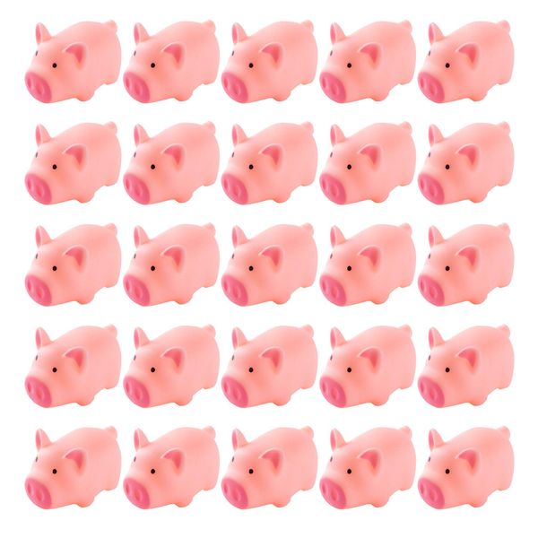 LOUHUA 25 Pieces Mini Rubber Pigs Bulk Baby Bath Toy Pink Tiny Piggies Squeaky Pig Toys for Shower Birthday Party Gift Decoration