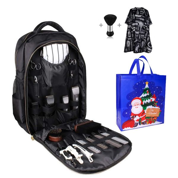 Barber Supplies Backpack Christmas Version with 1PCS Barber Clippers Bag+Barber Cape+Barber Brush+ Christmas Gift Bag, Barber Christmas Gift for Barber Christmas