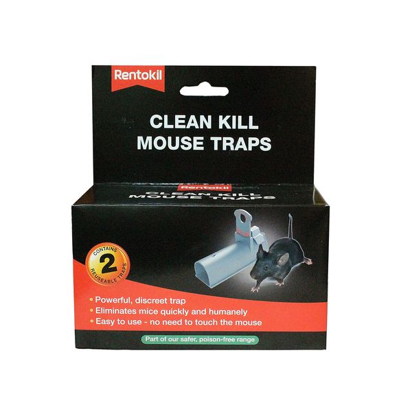 Rentokil FC100 Clean Kill Mouse Traps, Black