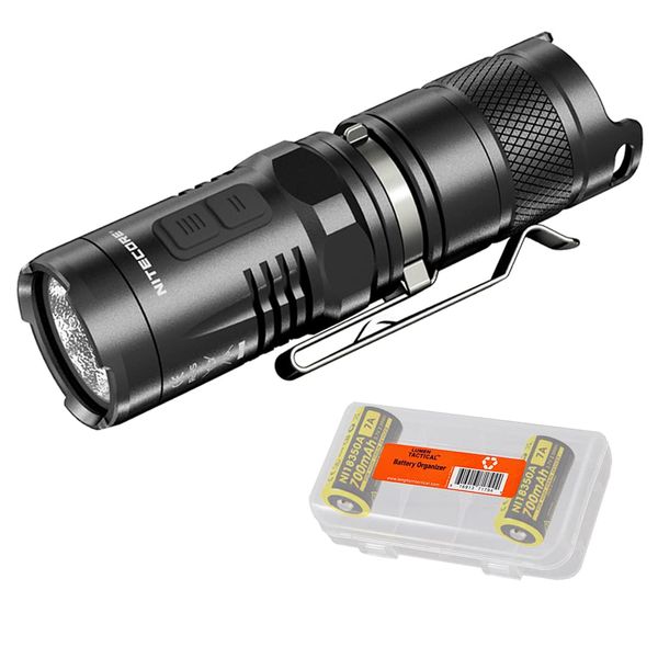 Nitecore MT10C 920 Lumen Multitask Tactical Flashlight with Red Light, 2X Rechargeable Batteries, and LumenTac Battery Organizer