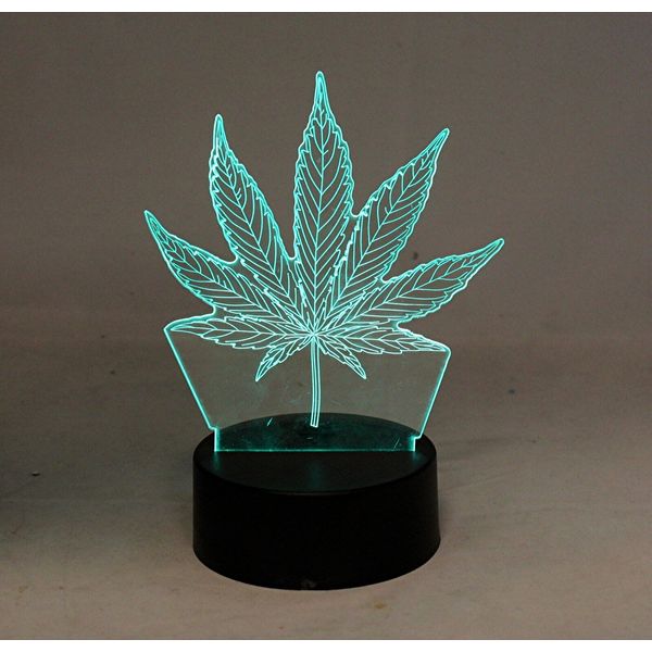 3D Marijuana Leaf Weed LED Light 7 Color Changing Table Light Night Light