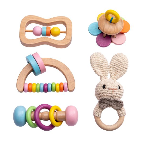 Mamimami Home Rattle, Rattle, Wooden Toy, First Toy, Case Included, Natural Wood, Hand Rattle, Baby Toy, Baby Gift, Educational Toy, Gift