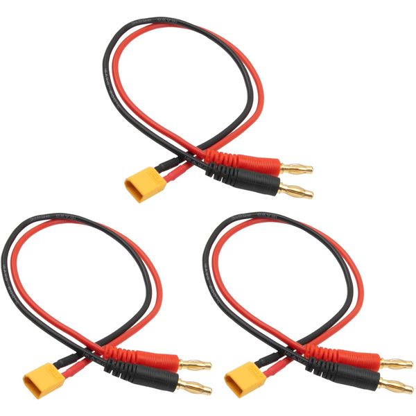 HIRCQOO 3Pcs RC Banana Plugs 4mm Bullet Connector to XT30 Plug Adapter 16AWG 30CM (11.8inch) Charging Cable for RC Helicopter Quadcopter LiPo Batteries Vehicle Adapter Lead