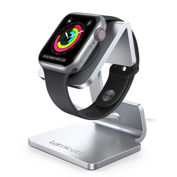 Lomicall Apple Watch Charging Stand Series 7, 6, SE, 5, 4, 3, 2, 38 mm, 40 mm, 42 mm, 44 mm, Fits All Models, Desktop Stand, Aluminum Charging Dock, Charger Device, Lightning Stand, Desktop, Charging Cable Storage, Nightstand Cradle, Apple Watch Series 1,